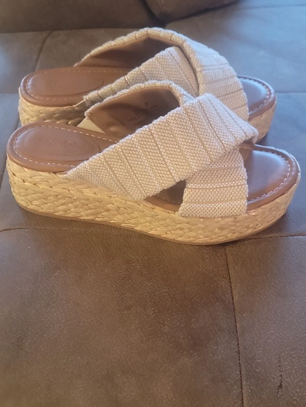 Women’s Cream Universal Thread Woven Espadrille Platform Sandal Sz 7